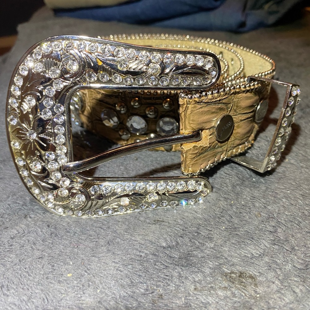 B.B. Simon Silver and Gold Crystal Belt